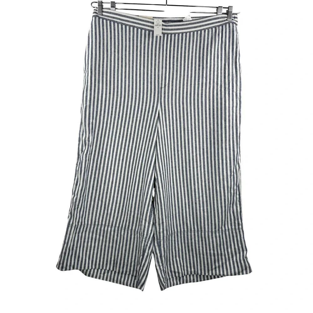 Banana Republic Wide Leg Cropped Pants Striped Linen‎ Blend 90s sz XXL